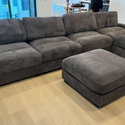 New 5 Piece L Modular Sectional Couch with Comfy Wide Chaise! Free Delivery 🚚! 