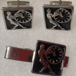 3 Piece Set Cufflinks And Tie Clip