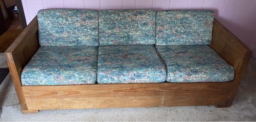 Vintage “This End Up” Classic Solid Wood Sofa - Smoke Free Home