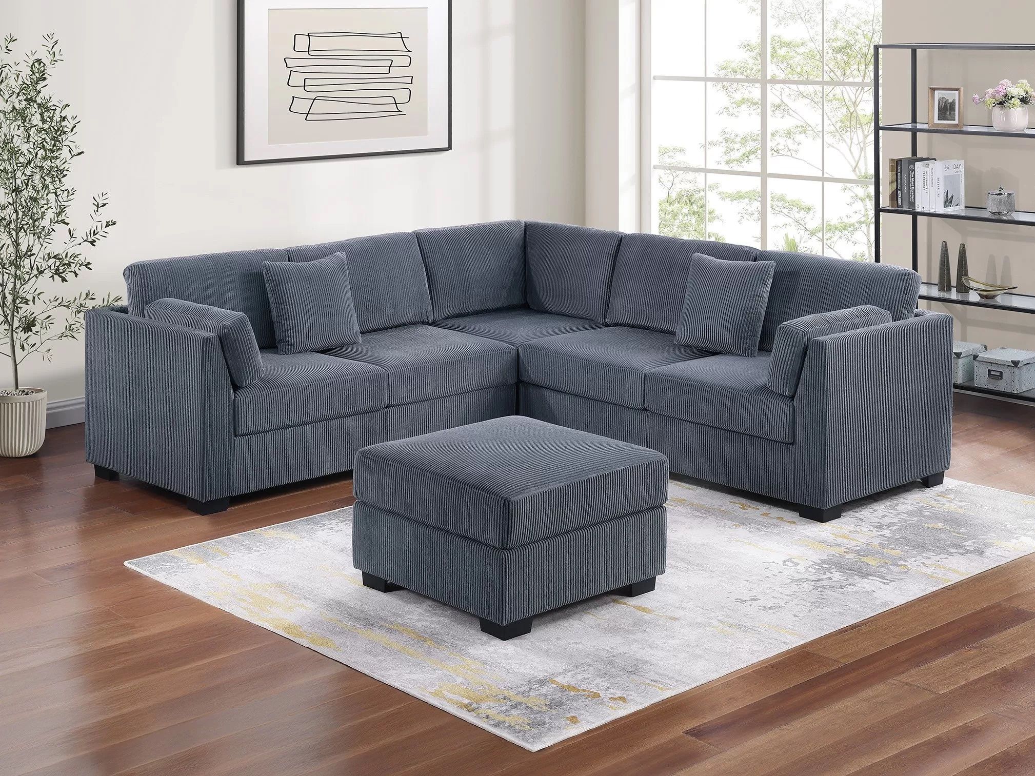 GRAY 99x99 SECTIONAL WITH OTTOMAN