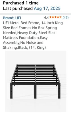 UFI 14-Inch King Size Metal Bed Frame