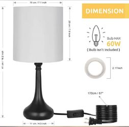 Matte black small table lamp set of 2