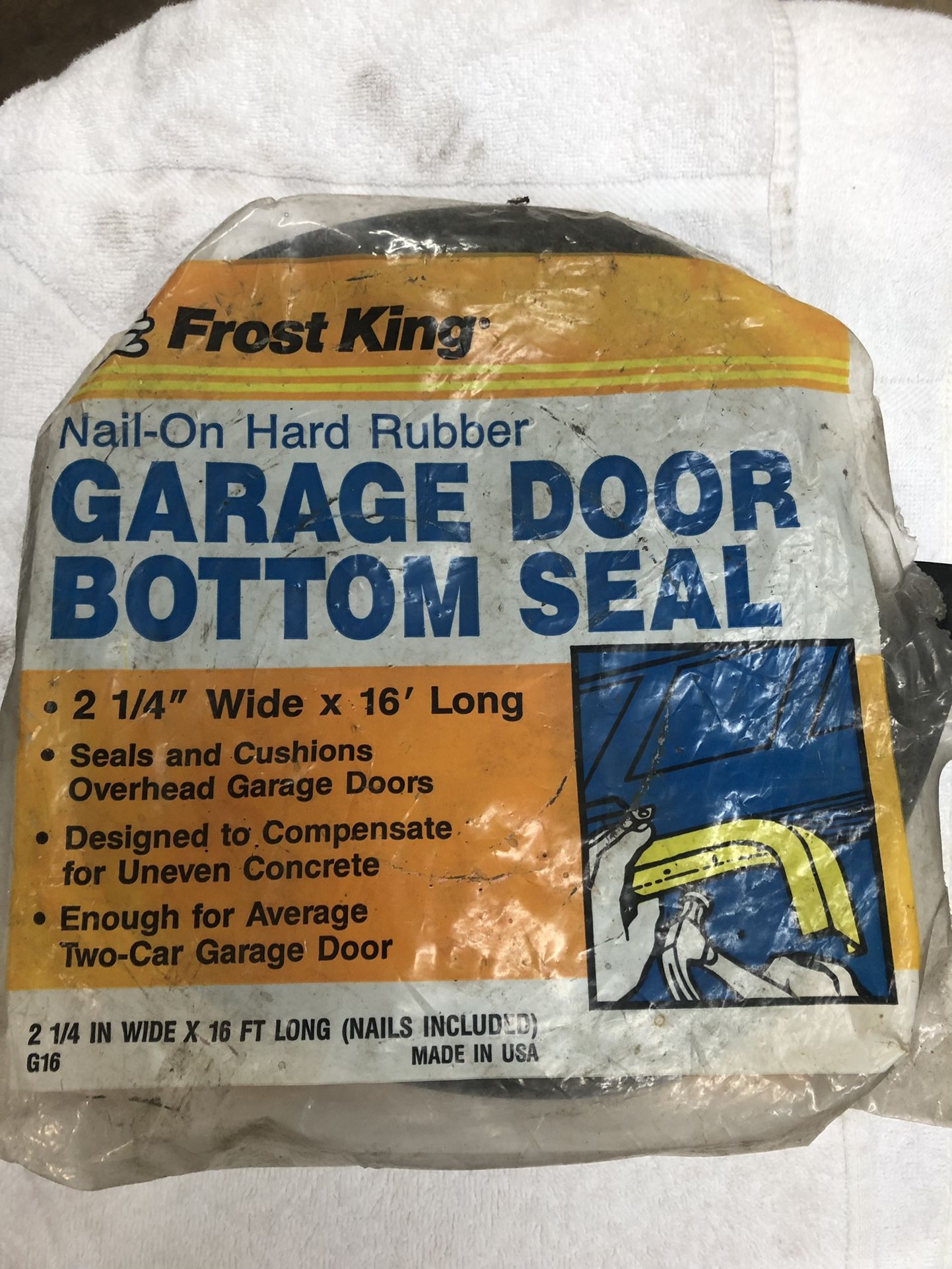 Frost king garage door bottom seal nail on hard rubber