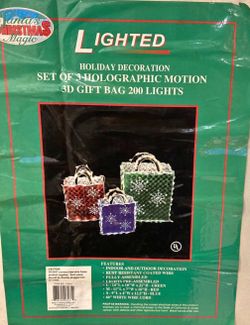 Vintage Lighted Holiday Gift Bags Decor