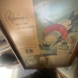Vintage Framed Kool Cigarette Poster 