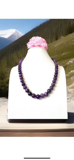 Stunning Graduated Earth Mined Natural Dark Amethyst Gemstone Necklace 23”inch & 367carats.