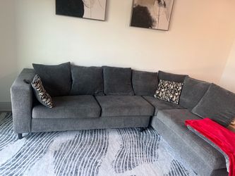 Dark Gray Fabric Sectional Sofa