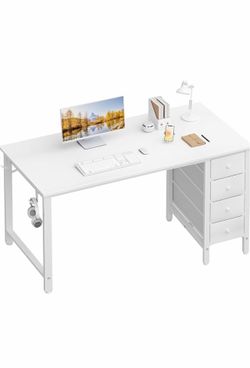 WHITE COMPUTER DESK 55in