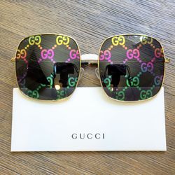 Gucci Oversized Square Sunglasses in Gold GG Logo