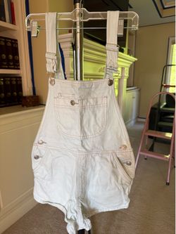 Zara white denim short overall/jumpsuit
