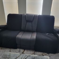 Black Electric Reclining Sofa w/ swing down center console