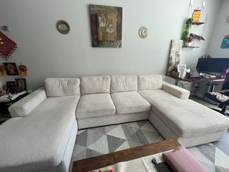 Corduroy U shaped sectional couch/sofa