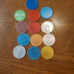 AA ALUMINUM MONTH AND YEAR TOKENS