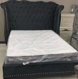 NEW IN BOX- King & Queen  Size Black Platform Tufted Velvet Bed Frame