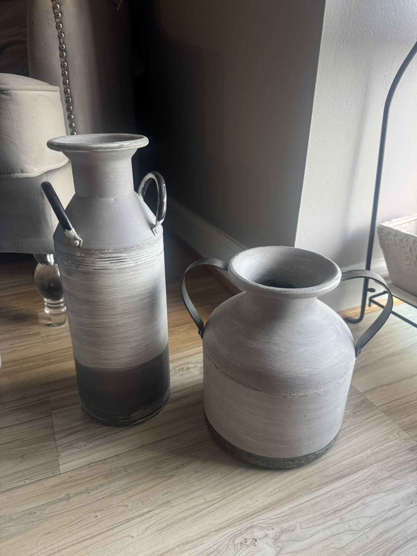 Gray Pottery Vases (Set of 2)