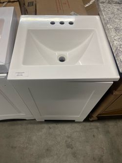 18" White Porcelain Sink