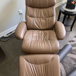 Reclining Leather Chair With Stool 