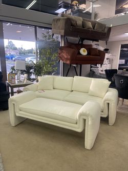 Ivory Boucle Uph. Designer Living Room Set