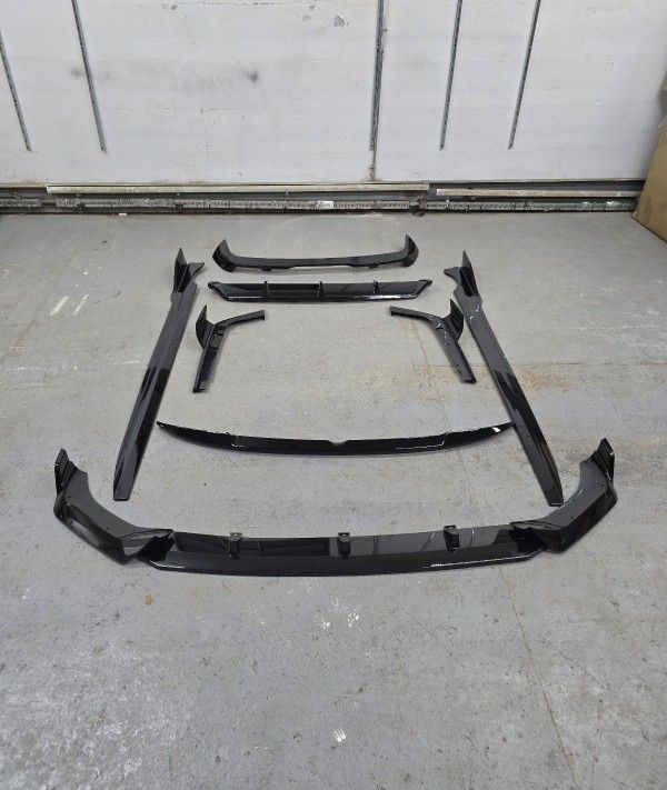 Fit BMW G07 X7 M Sport Black Front/Rear Spoiler Lips+Side Skirt Bumper body Kit 2019-2022