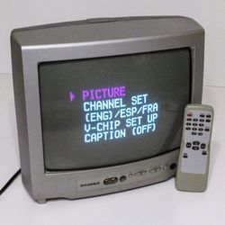 Sylvania 13” CRT TV 6413TEY for Retro Gaming  w/ Remote - Front Inputs