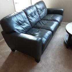 Gray Leather Couch & Chair