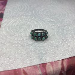 Vintage 925 Turquoise Dot Navajo Ring 