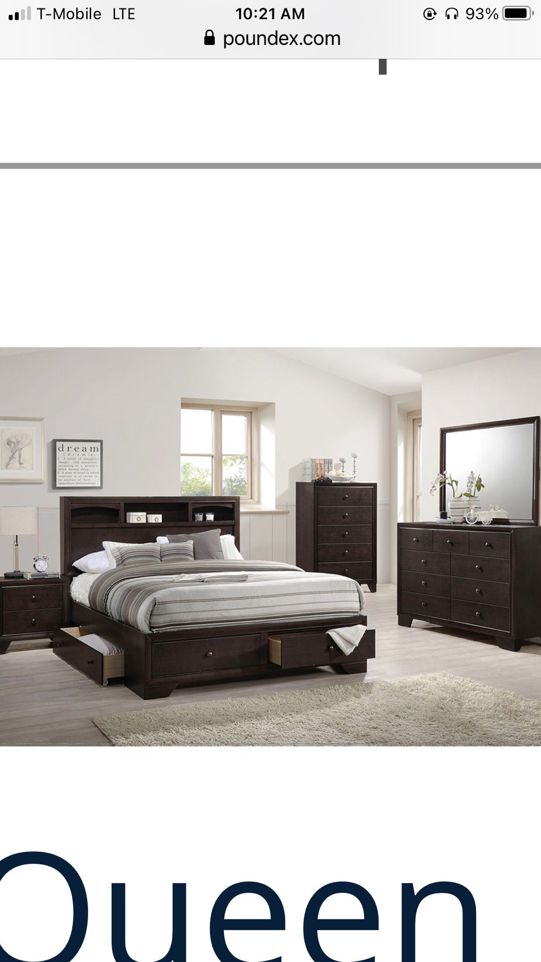 Queen Bed With Draws Not Including Mattres