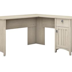 Gently Used Bush Furniture Salinas L-Shaped Desk with Storage in Antique White - $150 (Retail $210)