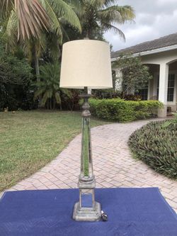 Tall Mirrored Obelisk Floor Lamp With Lamp Shade - Excellent 