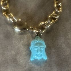 Buddha Bracelet With Gold Chain 8” Total Length 