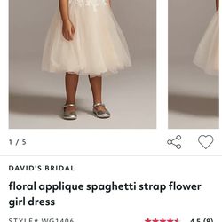 David’s bridal - Floral Appliqué Spaghetti Strap Flower Girl Dress