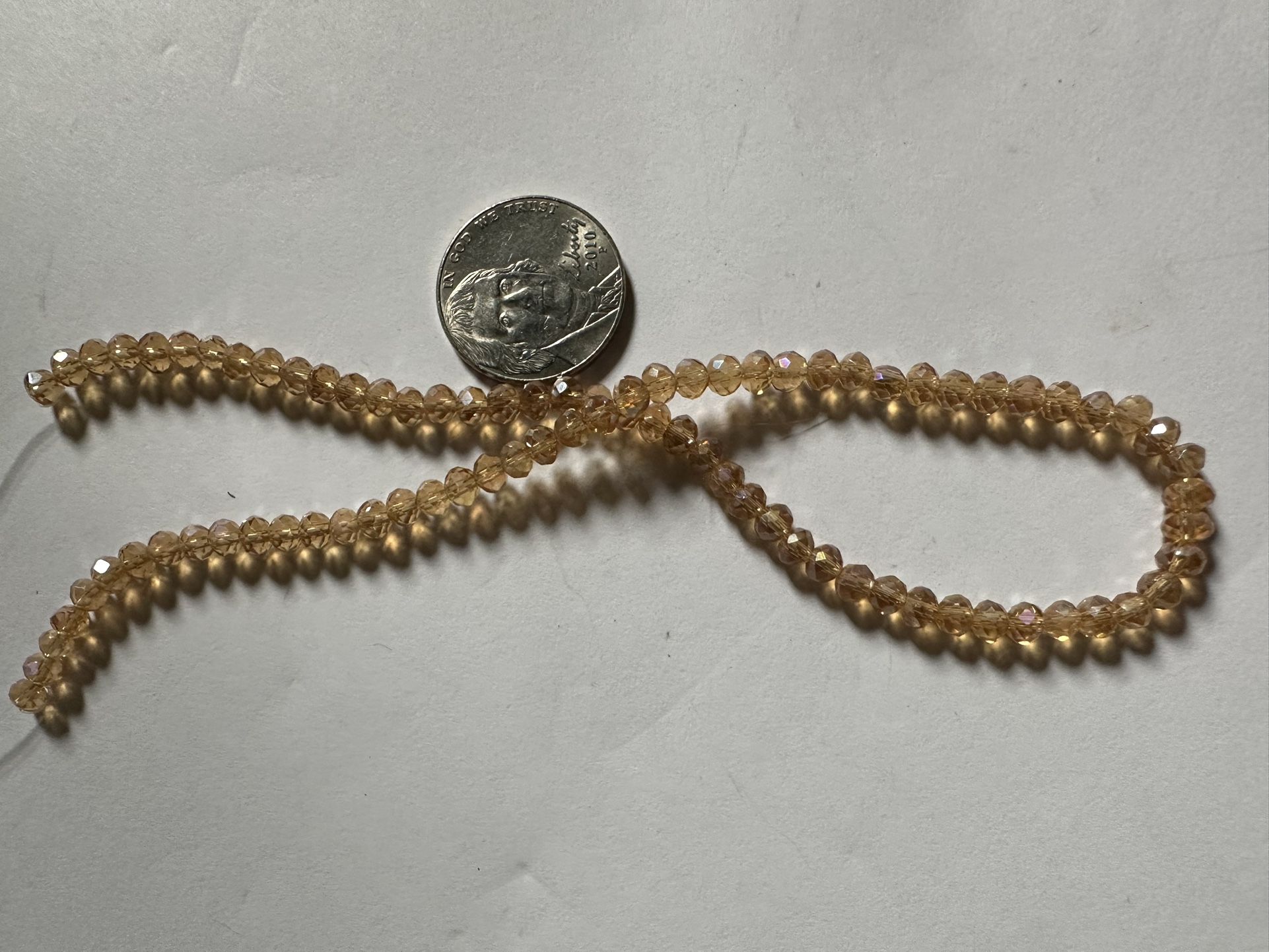 Gold Rondelle Glass Beads 3mm 16” Strand