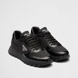 Prada Re-Nylon and Brushed Leather Sneakers