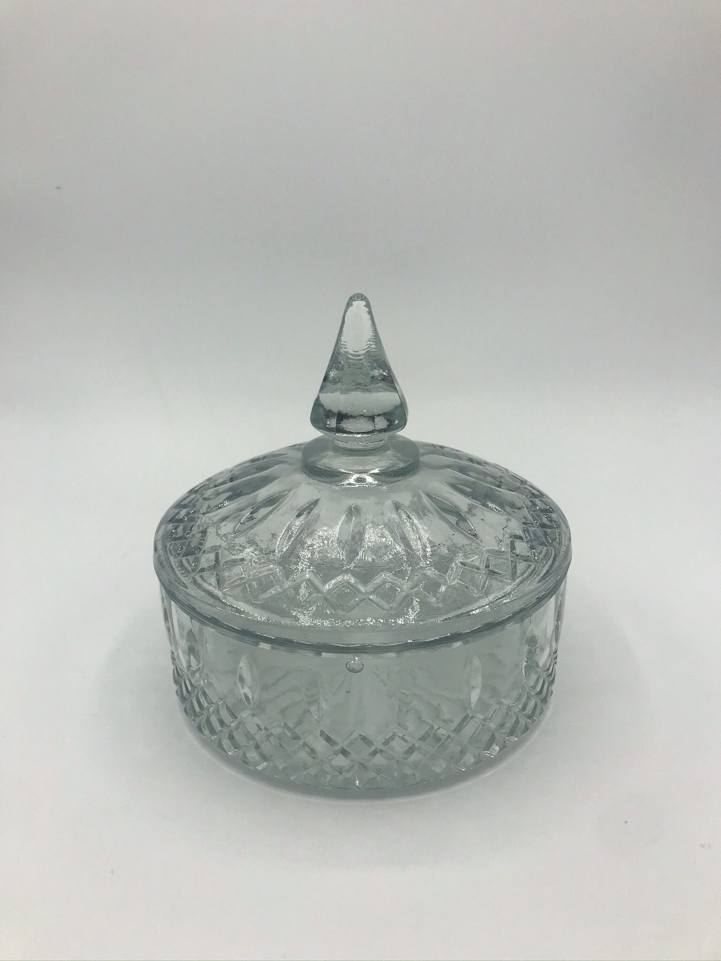 Vtg baby blue candy dish with lid