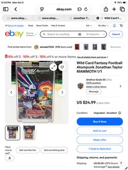 Wild Card Fantasy Football Atompunk Jonathan Taylor 1/1 MAMMOTH