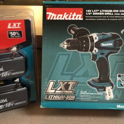 Makita Lithium-Ion Cordless 1/2” Driver - Drill Tool Bundle. Includes 2 Pack Makita LTX 18V Lithium Ion 3.0 Ah Batteries