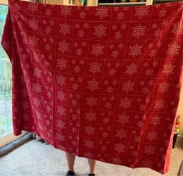 Red Tablecloth w/Snowflakes
