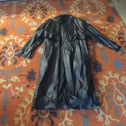 Leather Long Trench Jacket 