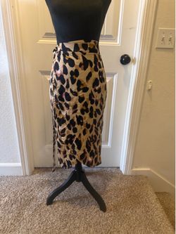 Boohoo Leopard Print Wrap Midi Skirt