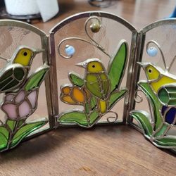Stained Glass  Green  Bird  $30.      ( 9.5" x 5" )