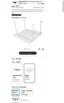 HyLoft Ceiling storage 250lb. Capacity