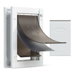 Pet Door, Medium, with Three Magnetic Flaps and Metal Frame, Strong and Weatherproof Dog Door for Interior and Exterior Doors, Easy to Install, Easy I