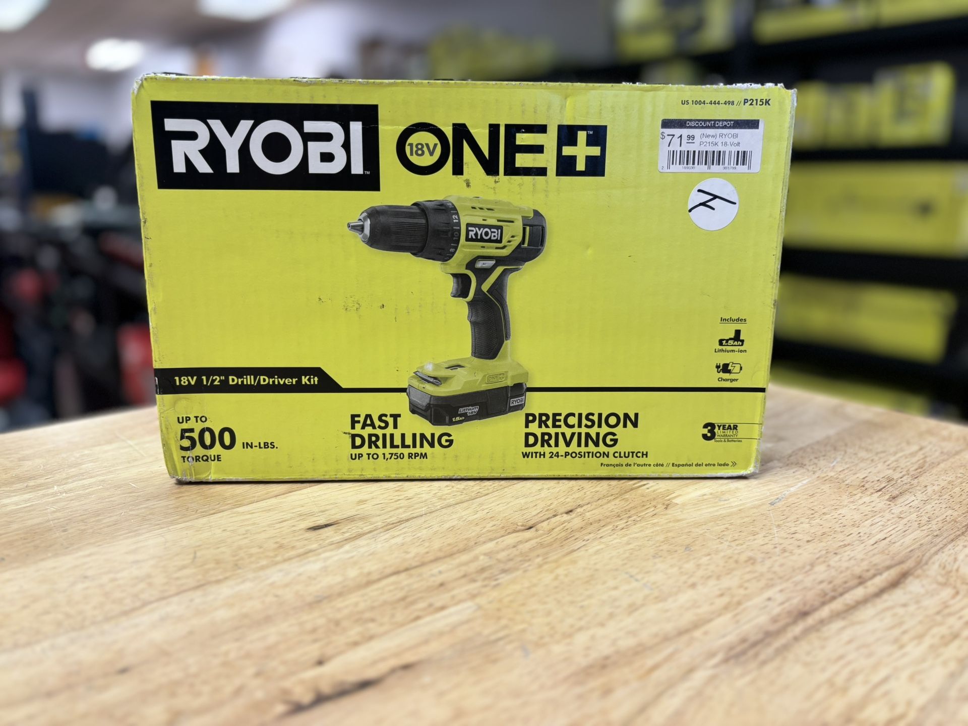 RYOBI 18-Volt ONE+ Lithium-Ion Cordless 1/2 in. Drill/Driver Kit with (1) 1.5 Ah Battery and 18-Volt Charger