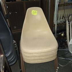 Beige Plastic Stackable Chairs 