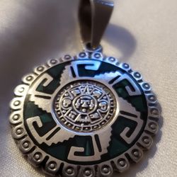 925 Mexican Sundial Pendant - 1.5"