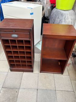 Cherry Wood Wine Rack Cabinet and Bookshelf Set