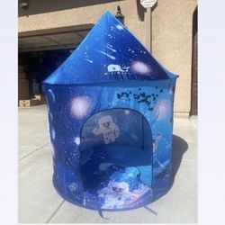 MiNiWhale spaceship children's play tent, astronaut spaceship space theme pretend theater indoor outdoor game party, size: 51×39in