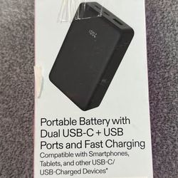 onn. 20,000mAh Portable Battery with Dual USB-C + USB Ports