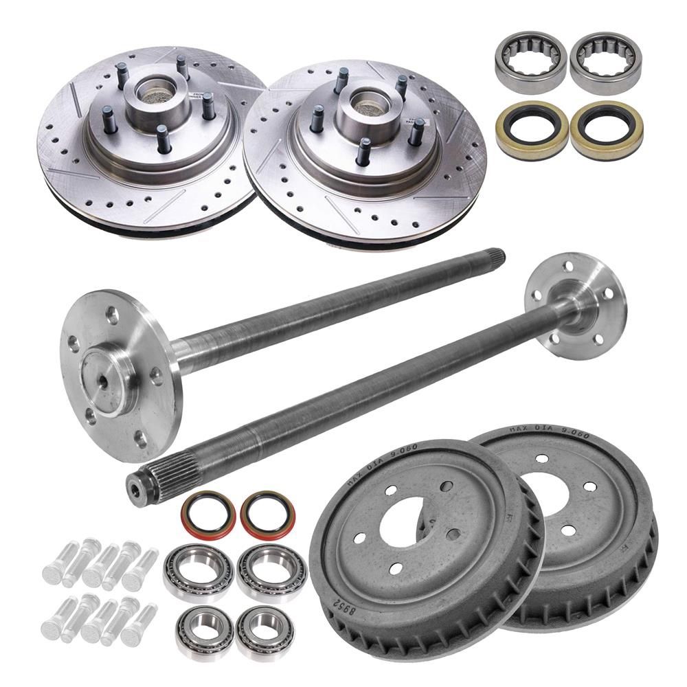 Ford Mustang Foxbody 5-Lug Conversion Kit w/ Slotted Rotors - 28 Spline Axles