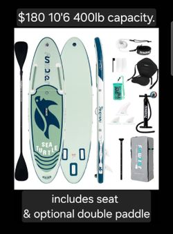 New Green 10’6 Inflatable Stand Up Paddle Board w/seat & Accessories. 400lb capacity